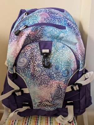 NWT - High Sierra 19.5'' Loop Backpack With Deep Purple/ Flower Daze - Multi Zip 