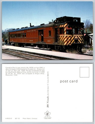 #ad Canadian Pacific Gas Electric Train 9004 Guelph Ontario 1958 Last Run Postcard $1.99