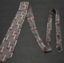 Frank Lloyd Wright Vintage Tie 59" x 4 Gray Red 100 Silk Hand Made Geometric