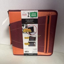 Five Star 2" Sewn Zipper Binder with File Folders Crimson Mesh