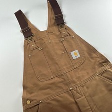 Carhartt Men's 36x30 Double Knee Brown Duck Quilt Lined Bib Overalls USA Work