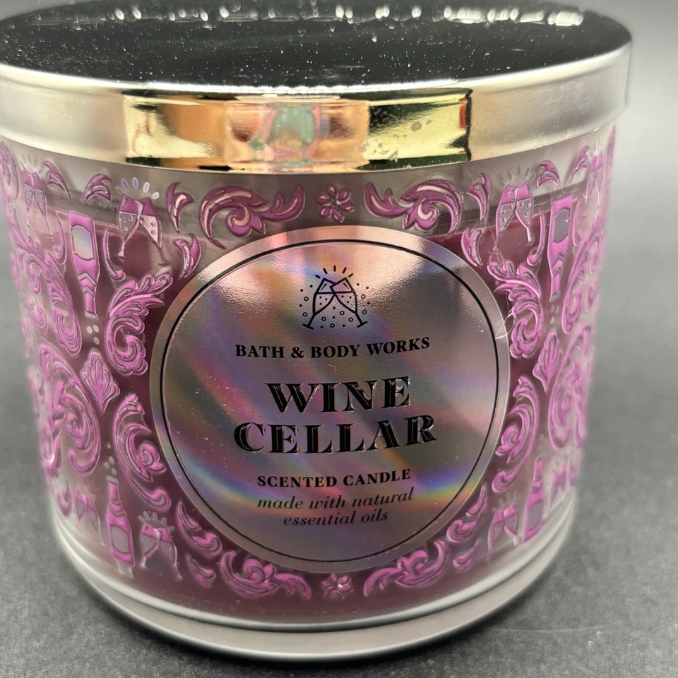 Bath & Body Works Wine Cellar 3 Wick Candle 14.5 oz Purple Apple Fig Cedar wood - Image 3 of 4