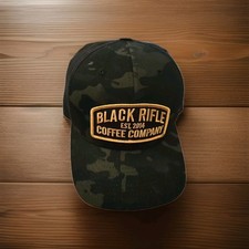 Black Rifle Coffee Company Snapback Hat, Camo Canvas Logo Patch, Black Mesh Back