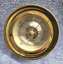 Vintage AIRGUIDE Ship Barometer 5.25" Wide Brass Japan Movement Chicago Works