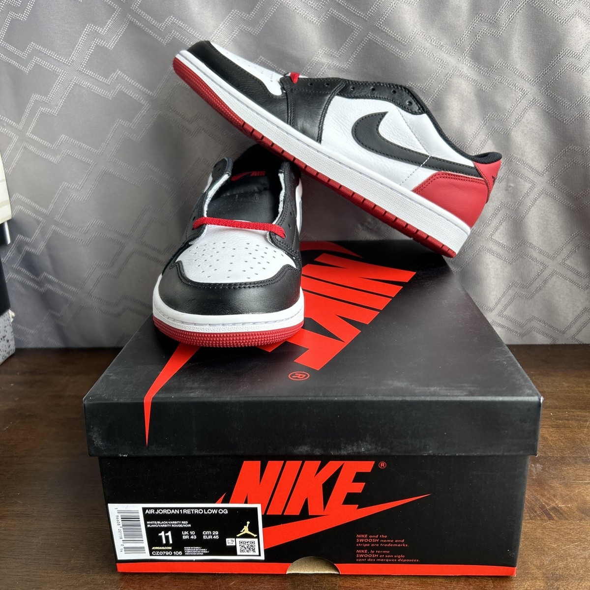 Nike Air Jordan 1 Low Retro Black Toe OG CZ0790-106 10.5 New | eBay