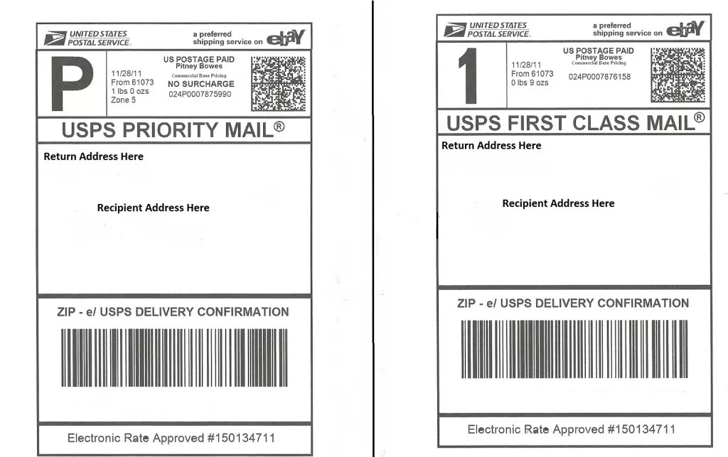 200 SHIPPING POSTAGE LABELS/ 2 LABELS PER PAGE 8.5x5.5 USPS FedEx