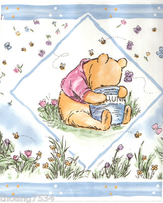 Disney Classic Winnie The Pooh Bear Baby Blue Nursery Kid Wall Paper Border 28181529516 Ebay