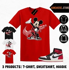 Shirt Match AJ 1 High OG Black Toe Reimagined Sneaker Matching Tee Drip M Mouse
