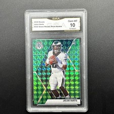 2020-21 Jalen Hurts Mosaic Green Prizm RC Rookie GMA 10 GEM MINT EAGLES