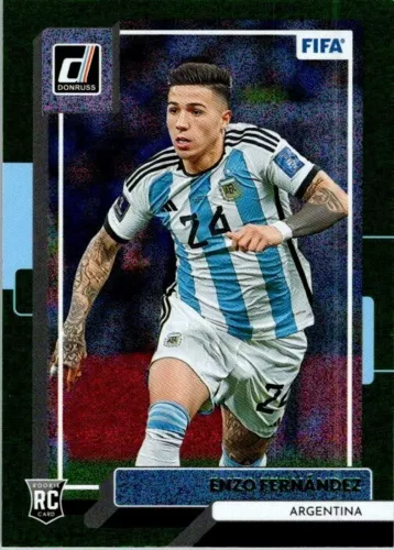 Enzo Fernandez 2022-23 Donruss Soccer Green Glitter Rookie Card #66 - Argentina