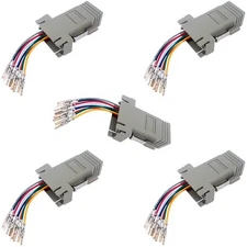 Jienk 5Pcs DB9 Female to RJ45 Modular Adapter DB9 to RJ45 Female Jack Etherne...