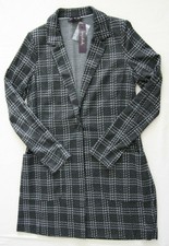 Long Tall Sally Womens Grey Longline Check Jersey Jacket Bnwt Uk Size 14