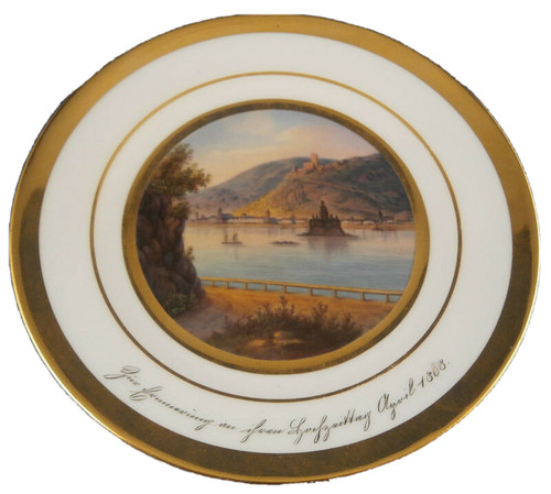 Antique 19thC Gotha Porcelain Scenic Plate Porzellan Teller Scene Thuringia