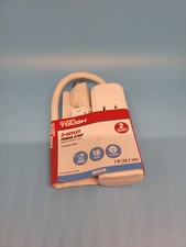 3-Outlet Power Strip Extension Cord 16g 1Ft Cord White Grounded Hyper Tough