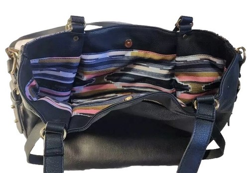 Big Buddha Tote Travel Bag Purse Pebbled Leather Snake Black Brown Large Snap - Picture 10 of 17