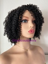 Black Wig Kinky Curly Afro Side Part Short