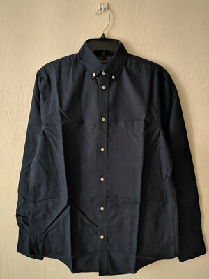 NWT H&M Premium Cotton Oxford Button Down Shirt Dark Blue Navy