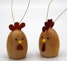 Décoration D'Arbre Coq & Poule, Nature Bxhxt 3,5x6x4cm Neuf Strauchbehang