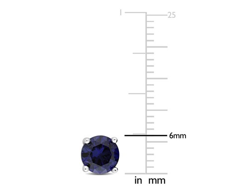 2.00 ctw Lab-Created Blue Sapphire Solitaire Earrings Sterling Silver (8mm) - Picture 3 of 4