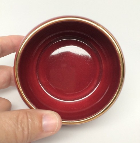 Vintage H.J. WOOD Ltd. Burslem England OPEN SUGAR 2.5" - Burgundy, Gold Trim - Picture 4 of 6