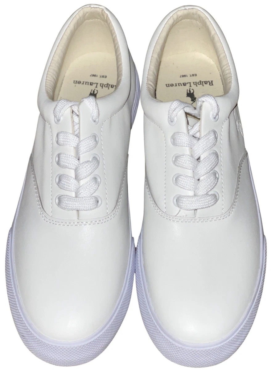 Sporty, Preppy Polo Ralph Lauren Classic White Leather Sneakers  11D Polo Ralph Lauren Faxon Low Mens White Sport Leather  main image 2