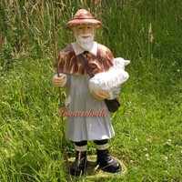 SchäFer Schaf Lamm Alm Figur Statue Hirte Gartenfigur Garten Deko Berg Wiese Neu