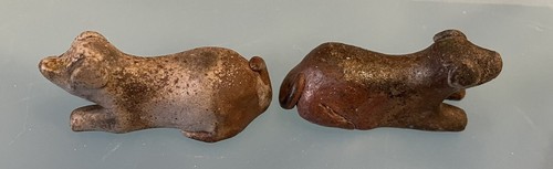 ReReduced 2 Authentic Bizen Dog Chopstick Rests Handmade SuperRare Artist Signed - Picture 5 of 15