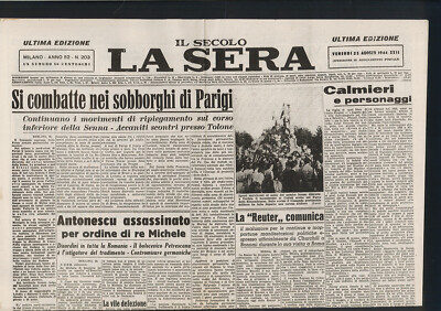 Il Secolo La Sera del 20/08/1940 The Habs Waves on Berbera New  