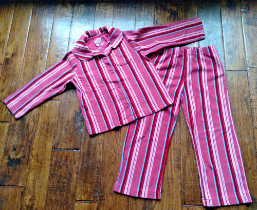 GUC! Girls GAP 2 piece Pajama Set Pink Striped Pajamas Fleece Size 5
