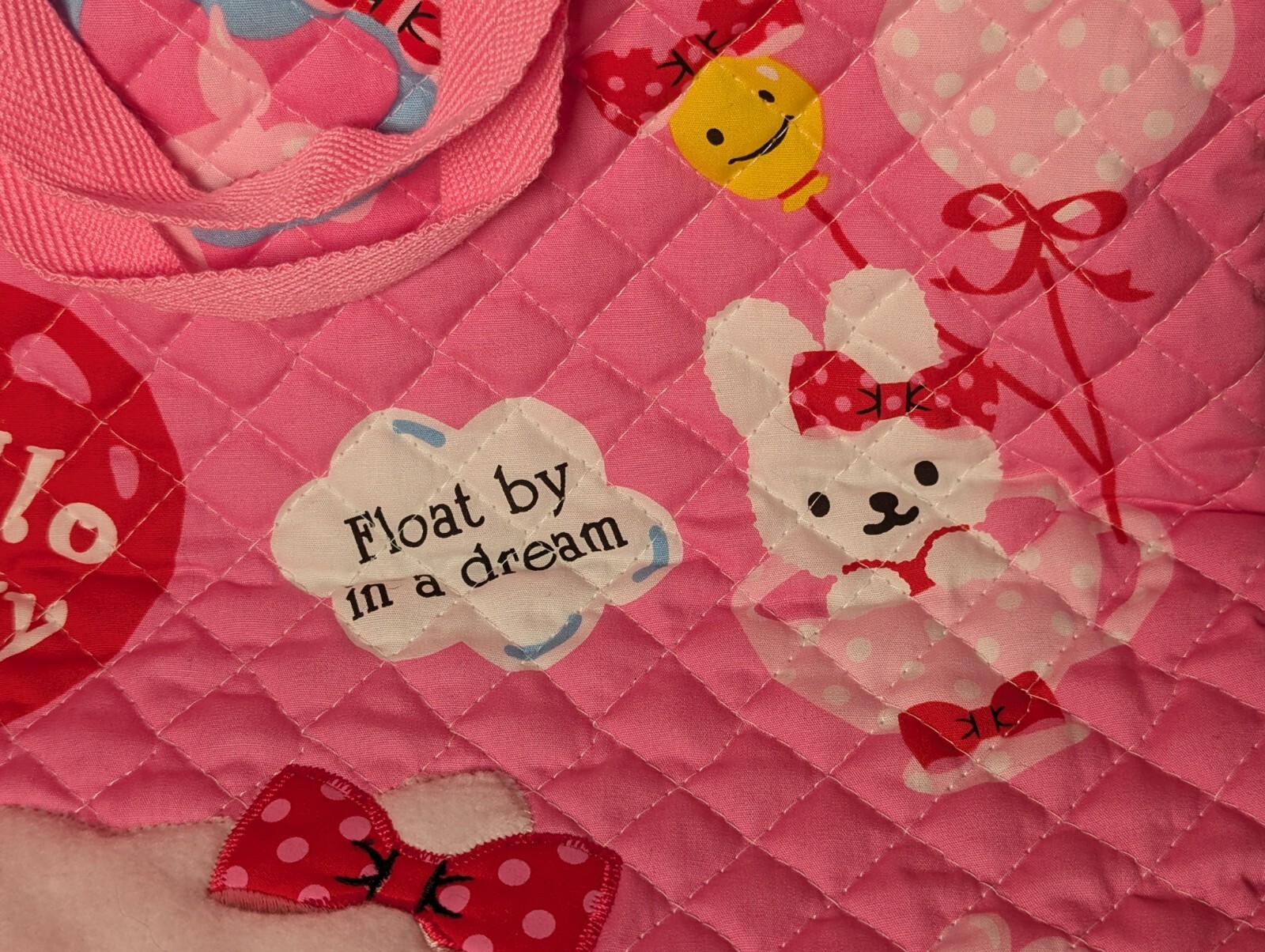 Hello Kitty  Quilted String Pink Backpack Bag Vintage