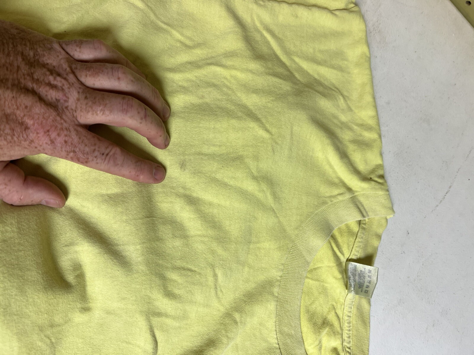 T shirt vintage biglietto fila anteriore XL giallo concerto New Hampshire *così com'è