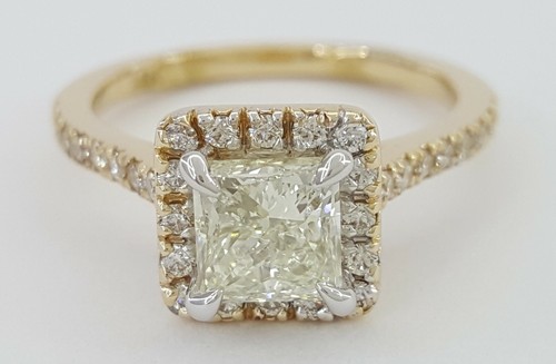 1.38 ct 14K Gold Princess & Round Cut Diamond Halo Engagement Ring EGL Rtl $7k - Picture 11 of 12