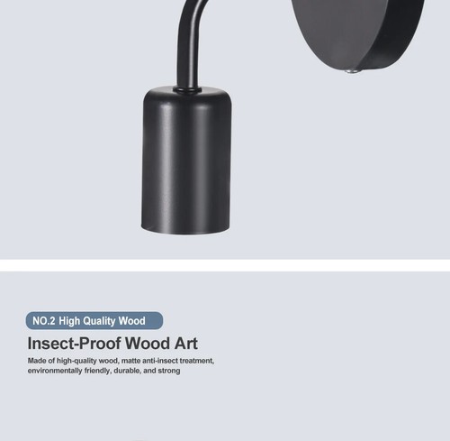 220V 110V Wood Wall Lamp Vintage Wall Light Fixture Bedside Decor Lights New - Bild 14 von 26