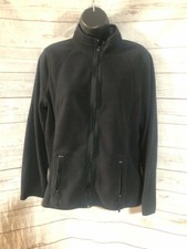 Jessica Women  s Fleece Jacket Zipper Front Black Size M 10-12 