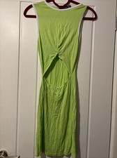 Lime Knot Cut Out Detail Contrast Binding Bodycon Dress Size 6
