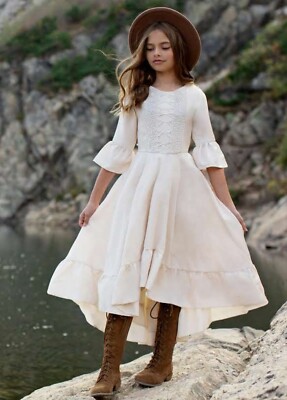 joyfolie lace dress Joyfolie Girl's Kastel Dress in Cream Lace Size 12 NWT Beach Vacation  Wedding