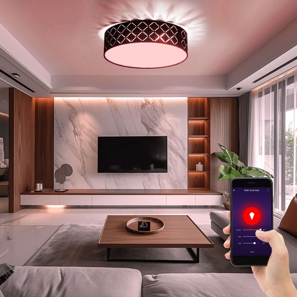 Deckenleuchte Lampe Wohnzimmerleuchte Smart Rgb Led Dimmbar Cct Textil Schwarz-image