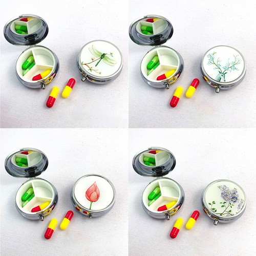 Mini Stainless Steel Pill Container Box Daily Medicine Tablet Storage