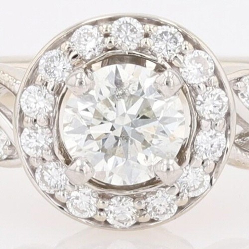 .93ctw Round Cut Diamond Halo Engagement Ring 14k White Gold Size 5.5 - Picture 7 of 9