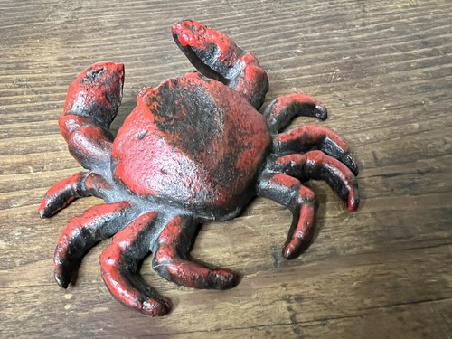 Red CAST IRON CRAB PAPERWEIGHT Knick Knack Decoration Desk Nautical Vintage - Picture 3 of 3