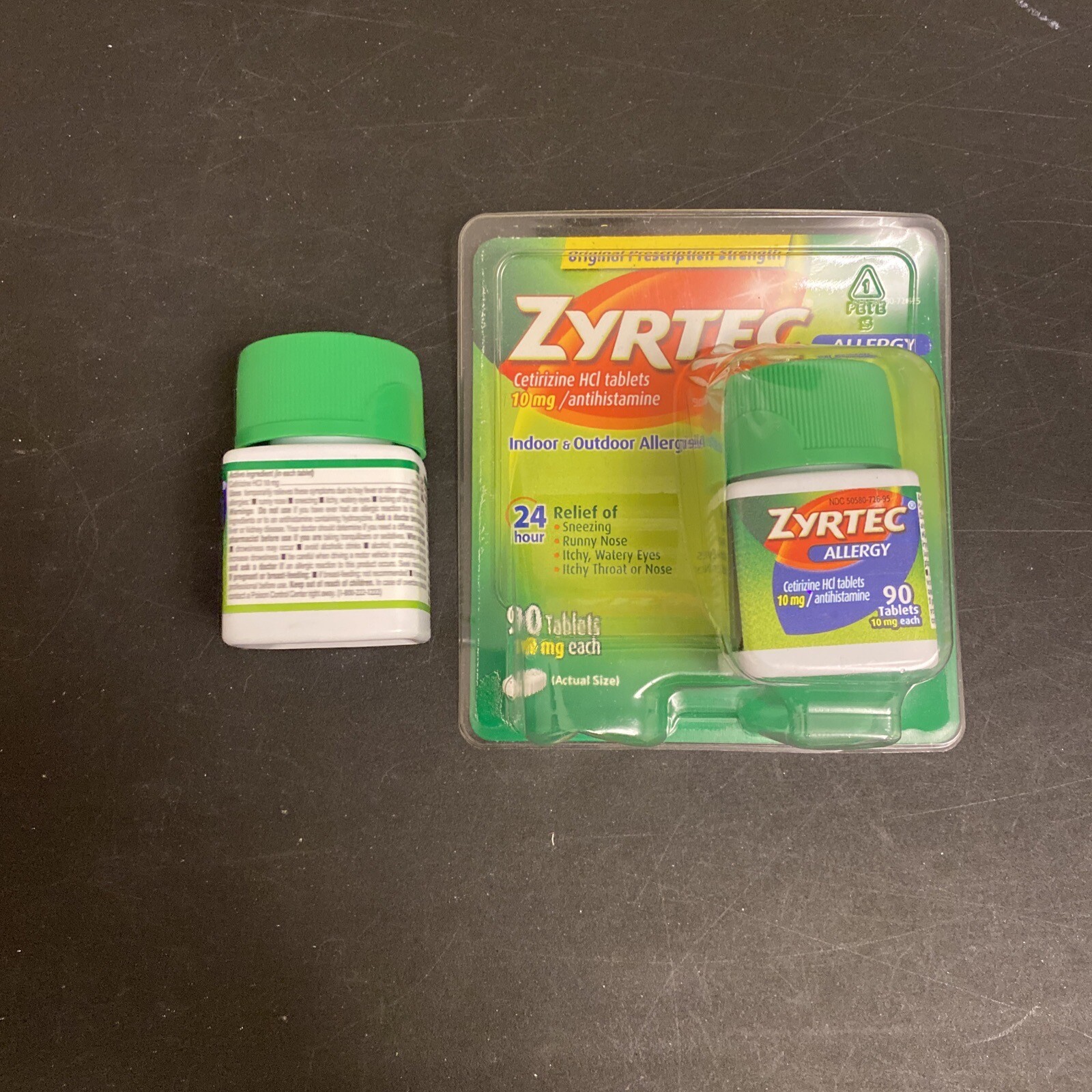 Lot 2 Zyrtec Allergy Treatment Tablets 10mg 90 Count Exp 8/25 One Not