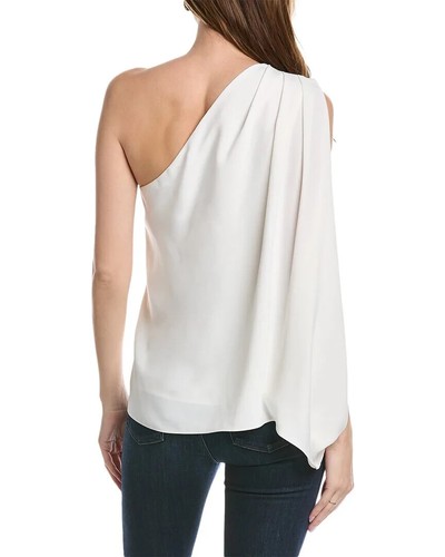 Trina Turk Tahiti One Shoulder Draped Top White NWT $145 S Small - 第 2/4 張圖片