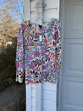 NWT Tablots Pretty Cream Multicolored Floral Soft Merino Wool Sleeve Sweater 2X