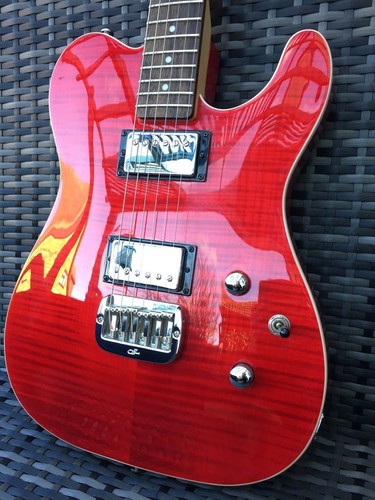 g&l tribute asat deluxe carved top guitar, red