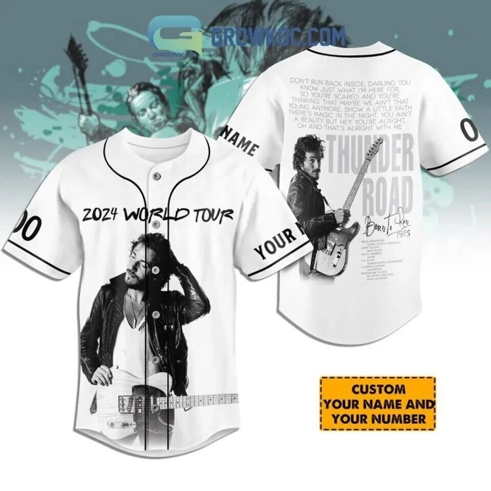 Bruce Springsteen Thunder Road 2024 World Tour Personalized Baseball Jersey