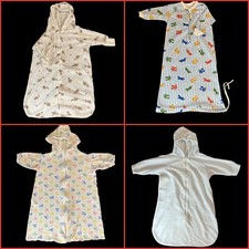 Lot of 4 Vtg Baby Sleep Sacks Bears Planes Rocking Horses Solid Snap Zipper Hood