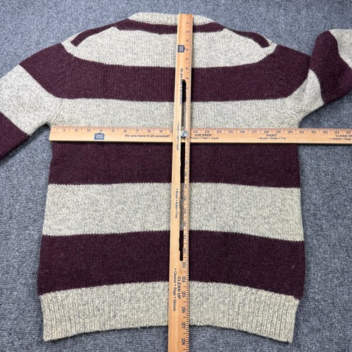 Vintage Britches Sweater Mens Large Burgundy Heather Grey Stripe Wool Hong Kong - Picture 12 of 20