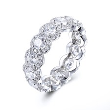 Sterling Silver Cubic Zirconia Round 3.5mm Luxurious Generous Eternity Band Ring