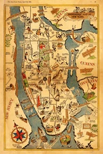 New York City Wall Art Map 1939 Pictorial Historic Poster Print Decor Artwork