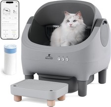 Large Automatic Litter Box with Raised Step, Self Cleaning Litter Box, Smart Box